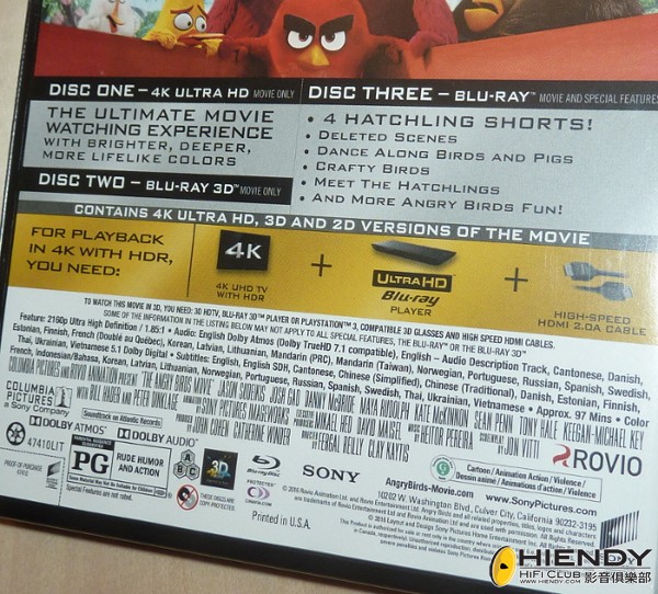 憤怒鳥大電影 The Angry Birds Movie 4K UHD 美版封面資料